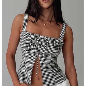 Princess Polly Black and White Checkered Blouse